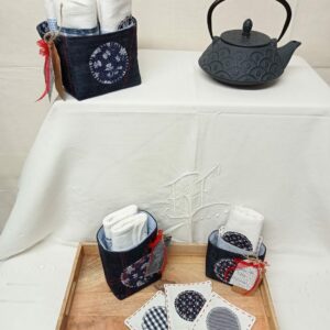 Set de table 4 personnes en jean recyclé modèle OSAKA